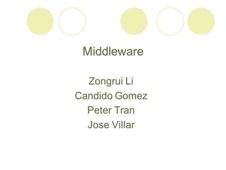 Middleware Zongrui Li Candido Gomez Peter Tran Jose Villar.
