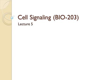 Cell Signaling (BIO-203) Lecture 5. Signal amplification occurs in many signaling pathways Receptors are low abundance proteins The binding of few signaling.
