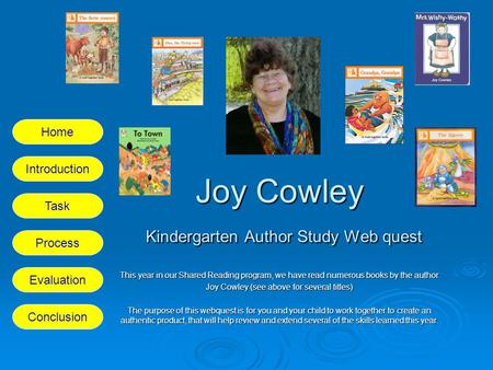 Joy Cowley Kindergarten Author Study Web quest