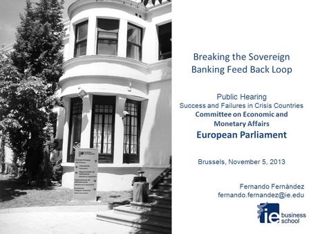 Breaking the Sovereign Banking Feed Back Loop Public Hearing Success and Failures in Crisis Countries Committee on Economic and Monetary Affairs European.