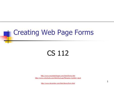 Creating Web Page Forms
