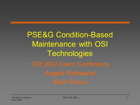 PSE&G Condition-Based Maintenance with OSI Technologies