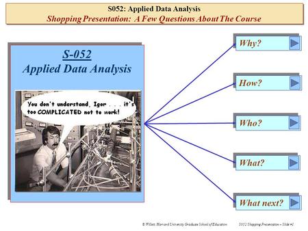 S052/Shopping Presentation – Slide #1 © Willett, Harvard University Graduate School of Education S052: Applied Data Analysis Shopping Presentation: A.