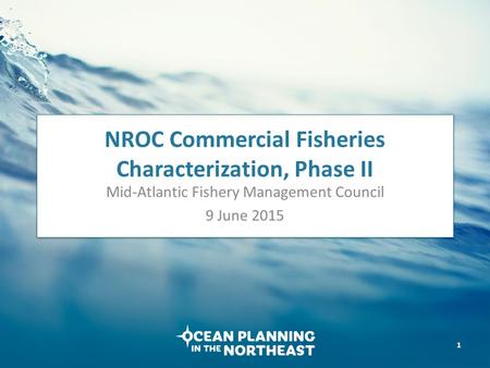 NROC Commercial Fisheries Characterization, Phase II Mid-Atlantic Fishery Management Council 9 June 2015 1.