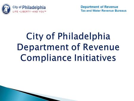 Department of Revenue Tax and Water Revenue Bureaus.