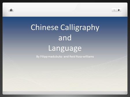 Chinese Calligraphy and Language By Filipp madubuko and Reid Ross-williams.