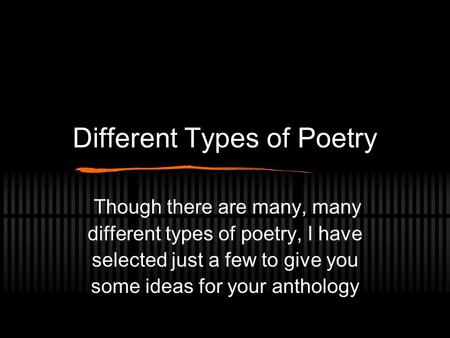 Different Types of Poetry