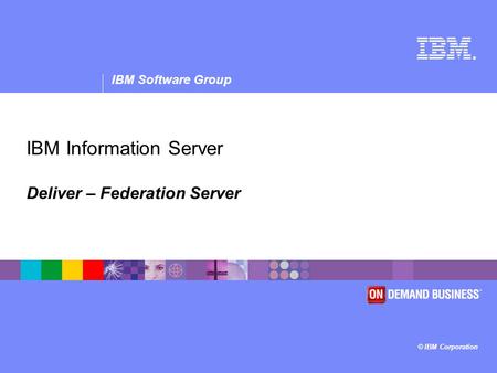 ® IBM Software Group © IBM Corporation IBM Information Server Deliver – Federation Server.