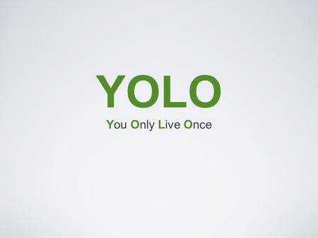 YOLO You Only Live Once.
