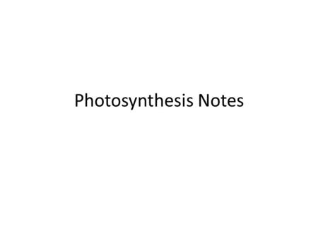 Photosynthesis Notes.