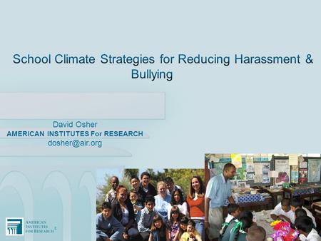 School Climate Strategies for Reducing Harassment & Bullying