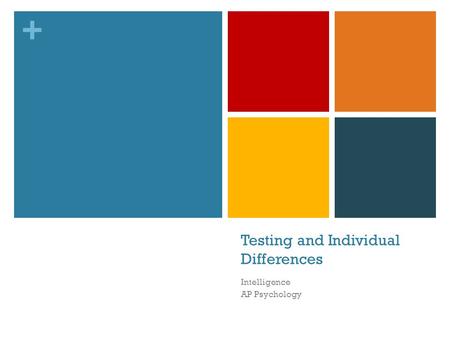 + Testing and Individual Differences Intelligence AP Psychology.