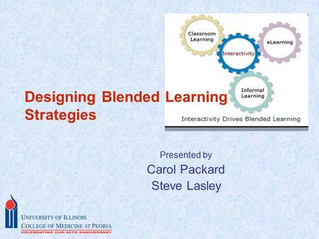 Presented by Carol Packard Steve Lasley Designing Blended Learning Strategies.