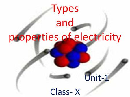 Types and properties of electricity Unit-1 Class- X.