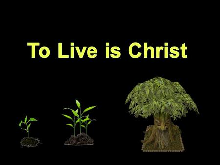 To Live is Christ.