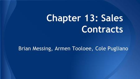 Chapter 13: Sales Contracts