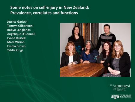 Some notes on self-injury in New Zealand: Prevalence, correlates and functions Jessica Garisch Tamsyn Gilbertson Robyn Langlands Angelique O’Connell Lynne.