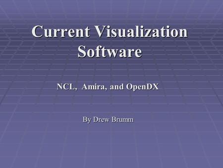 Current Visualization Software NCL, Amira, and OpenDX By Drew Brumm.