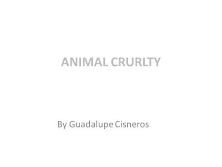ANIMAL CRURLTY By Guadalupe Cisneros. Fact about Animal Cruelty In many circuses, wild and exotic animals are trained through the use of intimidation.