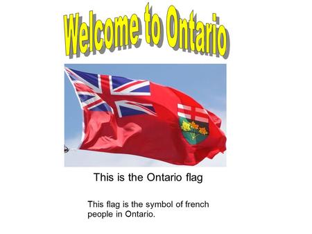 This is the Ontario flag This flag is the symbol of french people in Ontario.