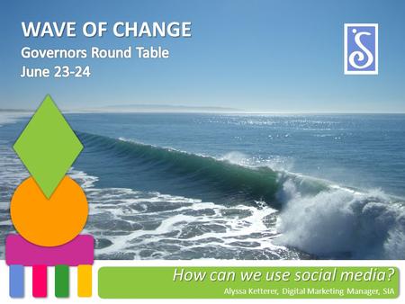 WAVE OF CHANGE How can we use social media? Alyssa Ketterer, Digital Marketing Manager, SIA.