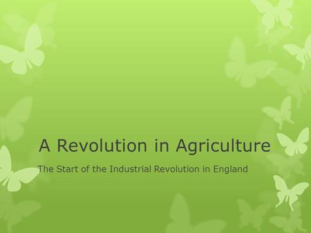A Revolution in Agriculture The Start of the Industrial Revolution in England.