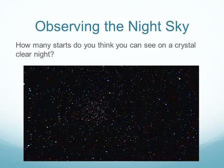 Observing the Night Sky