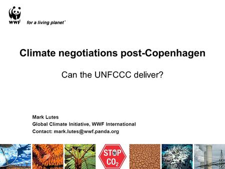 Climate negotiations post-Copenhagen Can the UNFCCC deliver? Mark Lutes Global Climate Initiative, WWF International Contact: