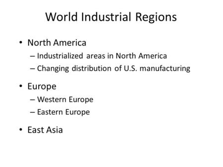 World Industrial Regions