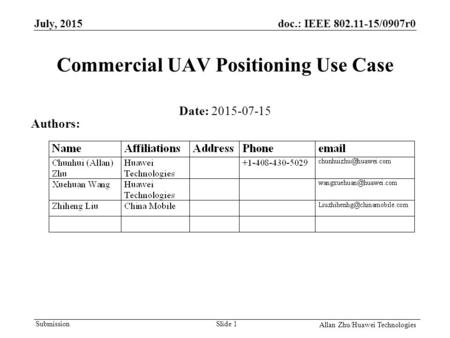 Commercial UAV Positioning Use Case