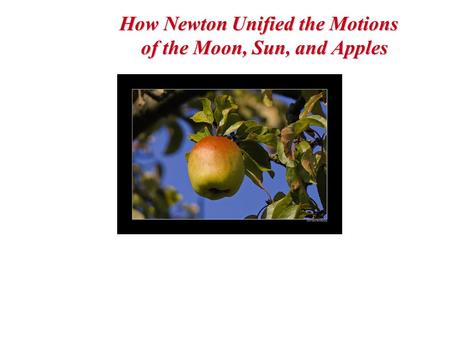 How Newton Unified the Motions of the Moon, Sun, and Apples.