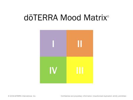DōTERRA Mood Matrix © © 2009 dōTERRA International, Inc. Confidential and proprietary information. Unauthorized duplication strictly prohibited. III IIIIV.