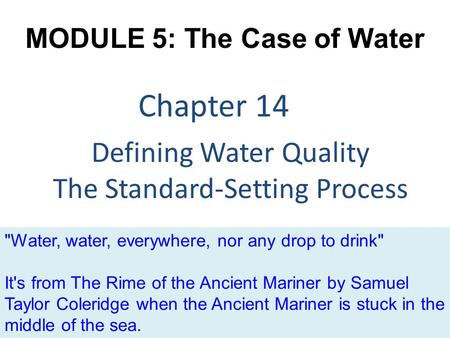 Defining Water Quality The Standard-Setting Process