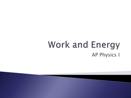 Work and Energy AP Physics I.