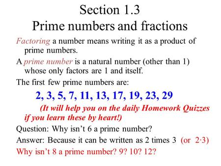 Section 1.3 Prime numbers and fractions