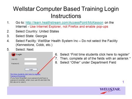 Wellstar Computer Based Training Login Instructions