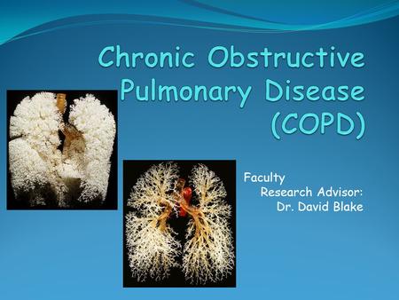 Faculty Research Advisor: Dr. David Blake. Background Chronic obstructive pulmonary disease (COPD) is the fourth leading cause of death worldwide and.