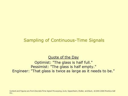 Sampling of Continuous-Time Signals