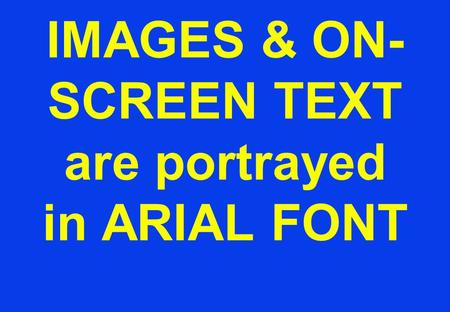 IMAGES & ON- SCREEN TEXT are portrayed in ARIAL FONT.