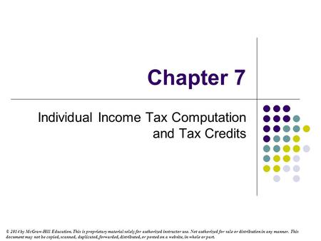 Individual Income Tax Computation and Tax Credits