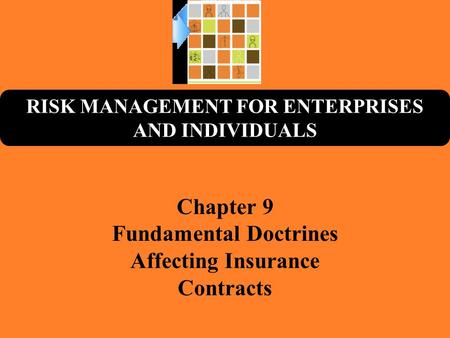 RISK MANAGEMENT FOR ENTERPRISES AND INDIVIDUALS Chapter 9 Fundamental Doctrines Affecting Insurance Contracts.