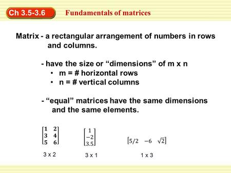 Fundamentals of matrices