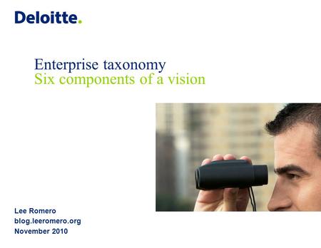 Lee Romero blog.leeromero.org November 2010 Enterprise taxonomy Six components of a vision.