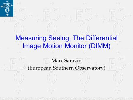 Measuring Seeing, The Differential Image Motion Monitor (DIMM)