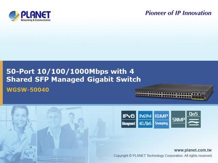 50-Port 10/100/1000Mbps with 4 Shared SFP Managed Gigabit Switch WGSW-50040.