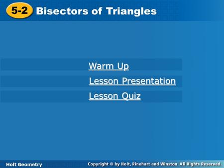 Bisectors of Triangles