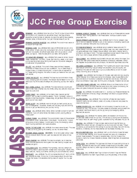 JCC Free Group Exercise SPINNING® (ALL LEVELS): Come ride with us! The JCC Is proud to be an official Spinning facility with instructors who are certified.
