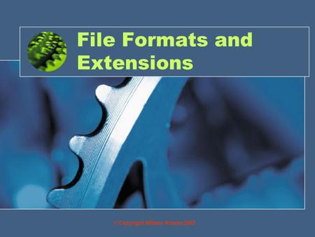 File Formats and Extensions © Copyright William Rowan 2007.