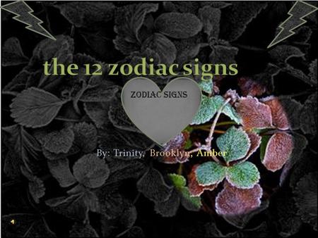 By: Trinity, Brooklyn, Amber Zodiac signs Can you wait to see what zodiac character you are!?!?! Well here you go!!!!! Z ZODIAC!!!