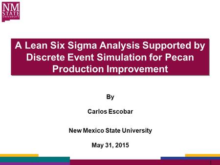 1 A Lean Six Sigma Analysis Supported by Discrete Event Simulation for Pecan Production Improvement By Carlos Escobar New Mexico State University May 31,